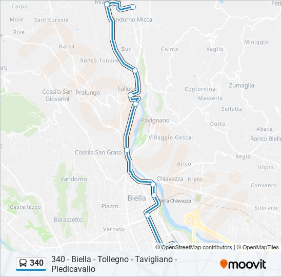 Percorso linea bus 340