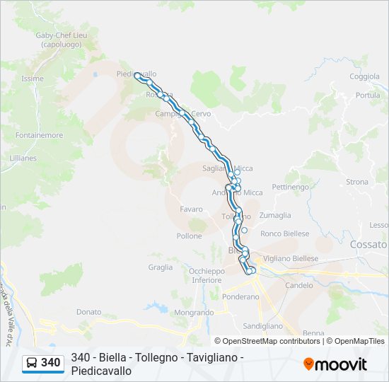 Percorso linea bus 340
