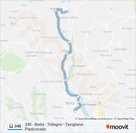 Percorso linea bus 340