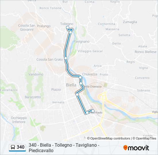 Percorso linea bus 340
