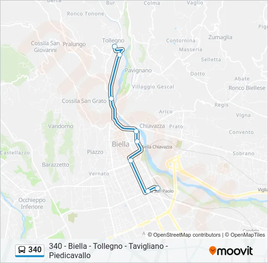 340 Bus Line Map