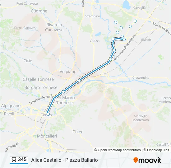 345 Bus Line Map