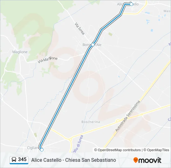 345 Bus Line Map