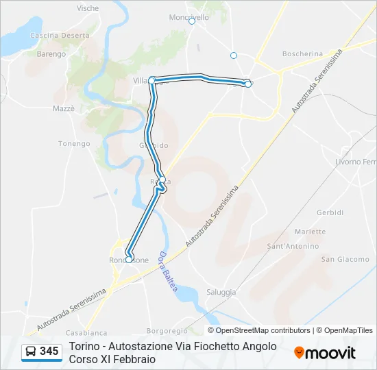 345 Bus Line Map