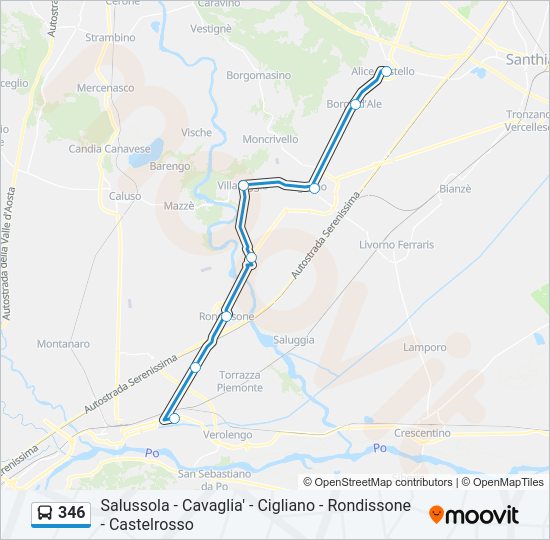 Percorso linea bus 346