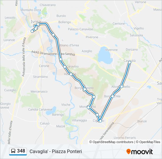 Percorso linea bus 348