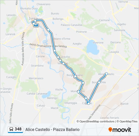 Percorso linea bus 348