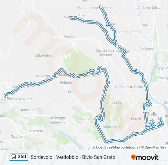 Percorso linea bus 350