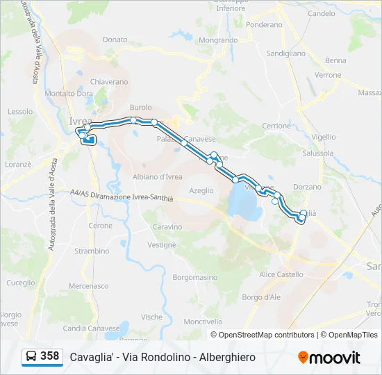 358 Bus Line Map