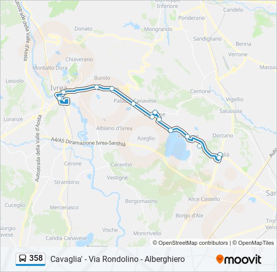 Percorso linea bus 358