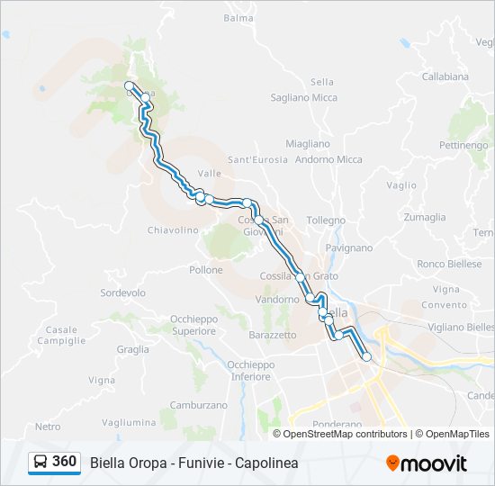 Percorso linea bus 360