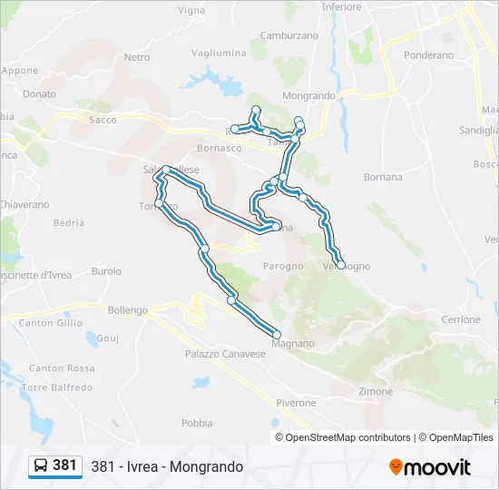 381 Bus Line Map