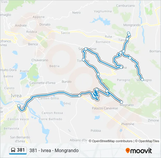381 Bus Line Map