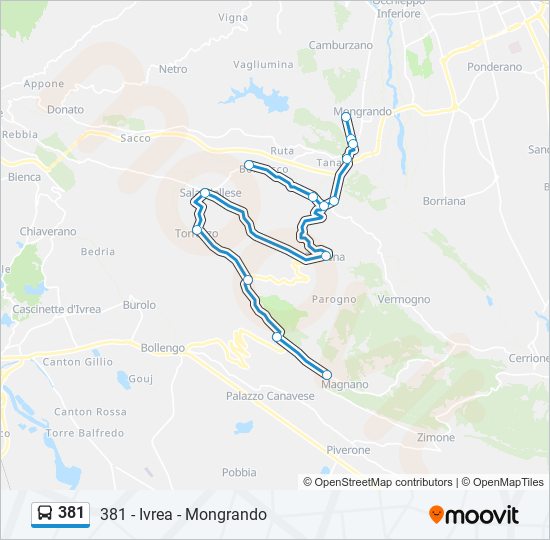 Percorso linea bus 381