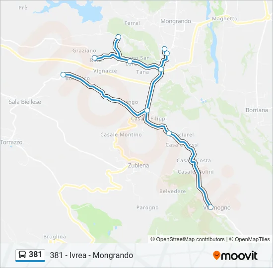 381 Bus Line Map