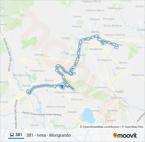 381 Bus Line Map