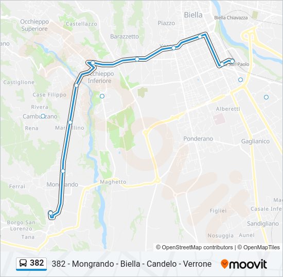 Percorso linea bus 382