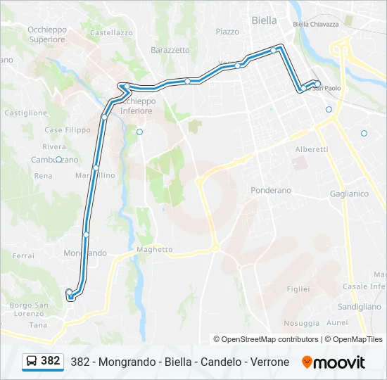 382 Bus Line Map