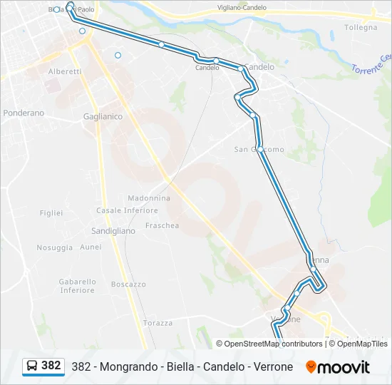 382 Bus Line Map