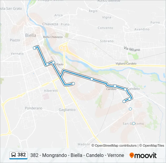382 Bus Line Map