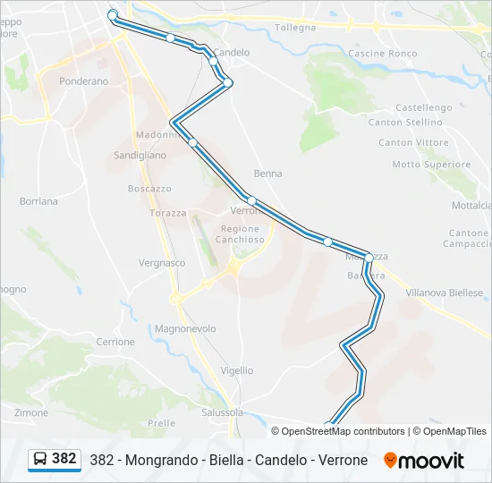 382 Bus Line Map
