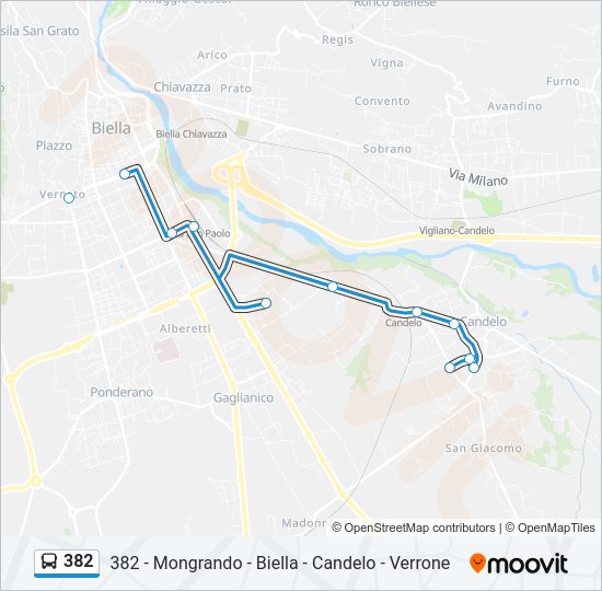 Percorso linea bus 382