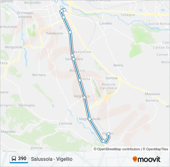 390 Bus Line Map