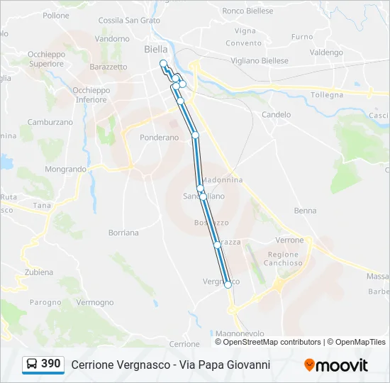 390 Bus Line Map