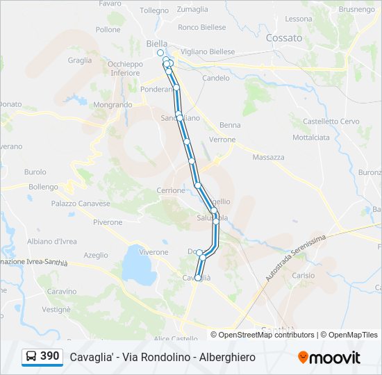 Percorso linea bus 390