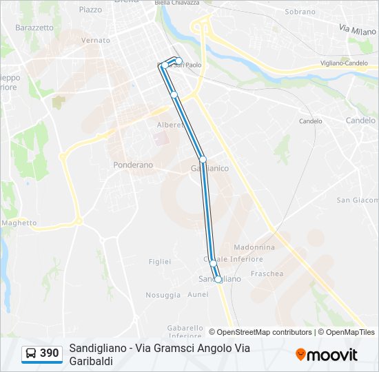 Percorso linea bus 390