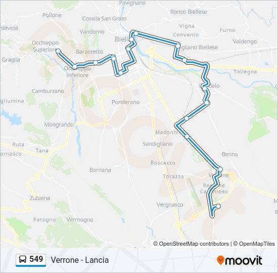 Percorso linea bus 549