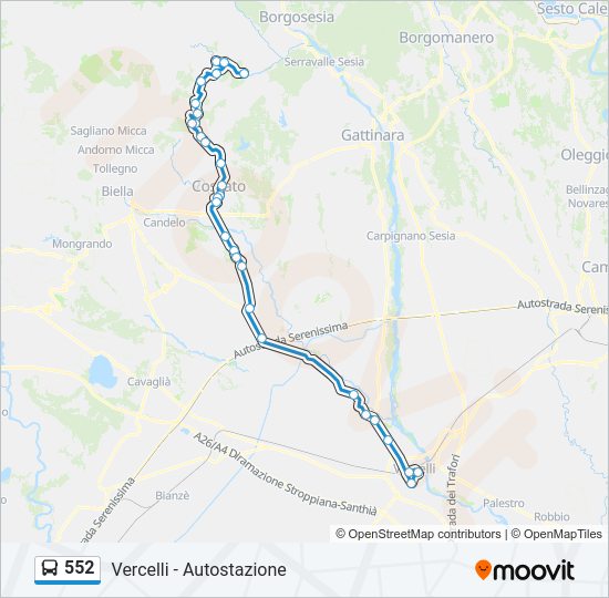 Percorso linea bus 552