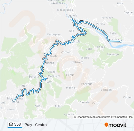 Percorso linea bus 553