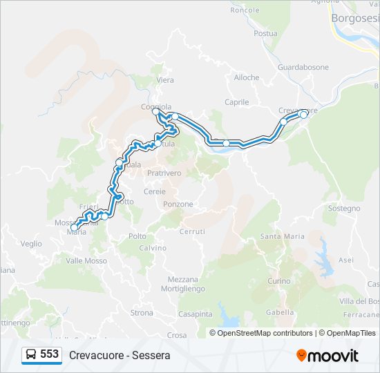 Percorso linea bus 553