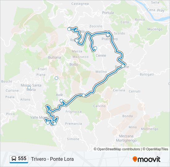 Percorso linea bus 555