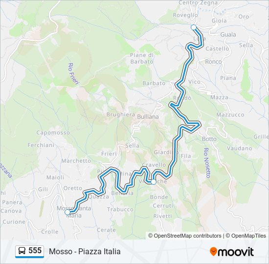 Percorso linea bus 555