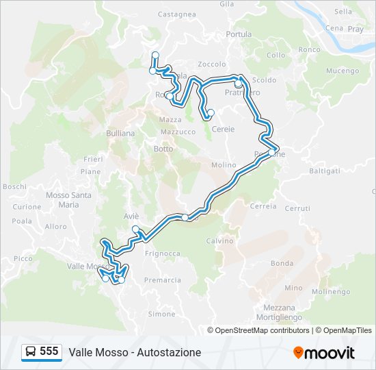 Percorso linea bus 555