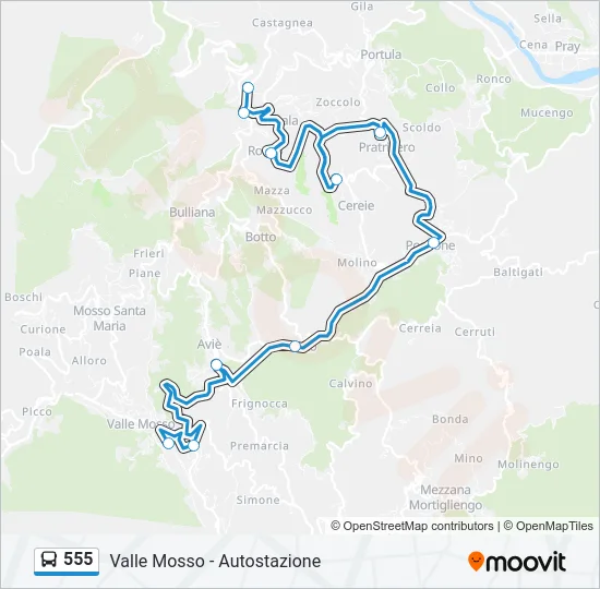 555 Bus Line Map