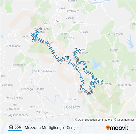 Percorso linea bus 556