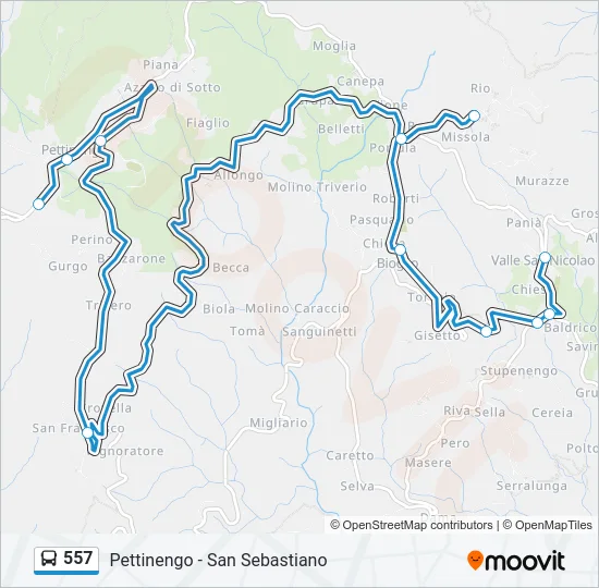 557 Bus Line Map