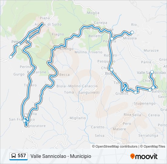 Percorso linea bus 557