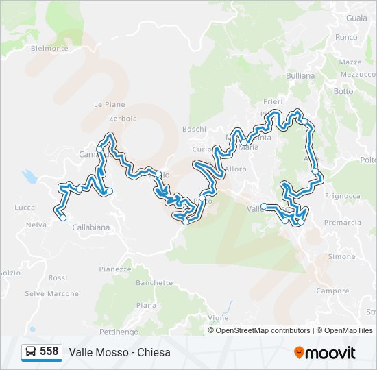 Percorso linea bus 558
