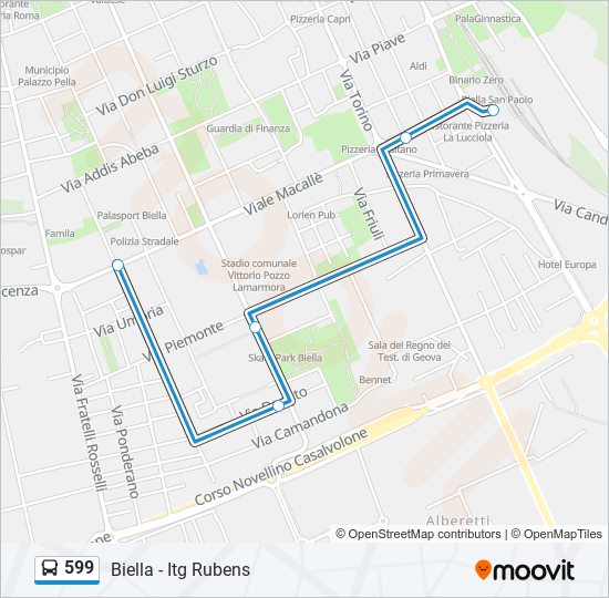 Percorso linea bus 599