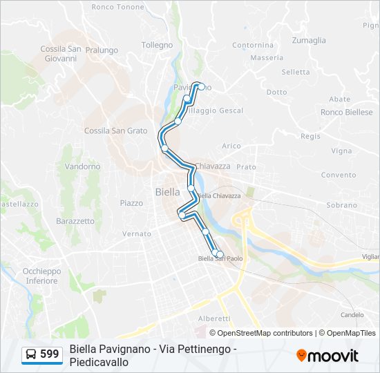 Percorso linea bus 599