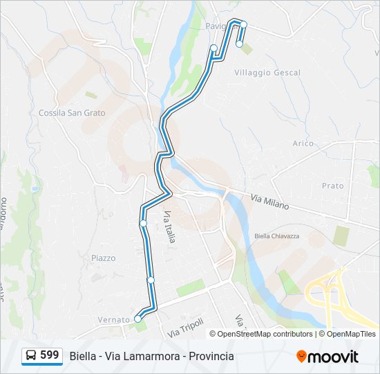 Percorso linea bus 599