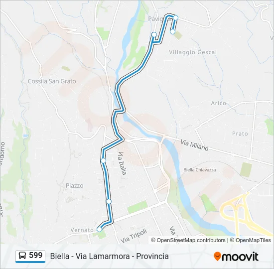 599 Bus Line Map