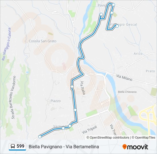 Percorso linea bus 599