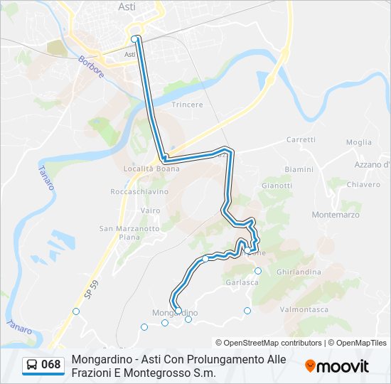 Percorso linea bus 068