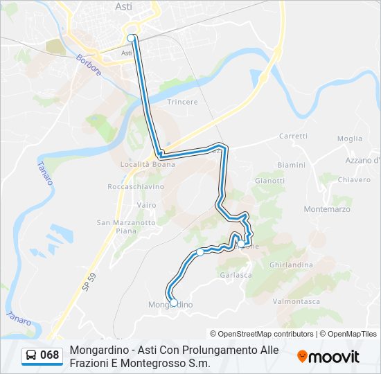 Percorso linea bus 068