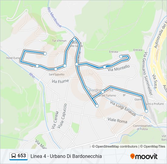 Percorso linea bus 653